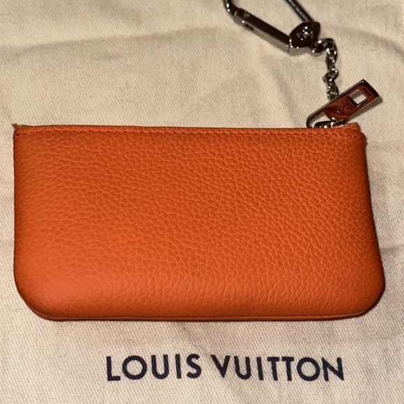 Louis Vuitton orange aerogram key pouch clea cles coin purse charm - Picture 4 of 13